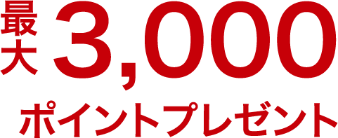 最大3,000ポイントプレゼント