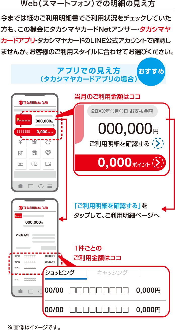 Web（スマートフォン）での明細の見え方